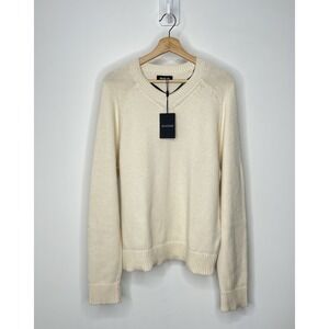 NEW Naadam Relaxed V-Neck Sweater Mens Medium White Organic Cotton Pullover $168